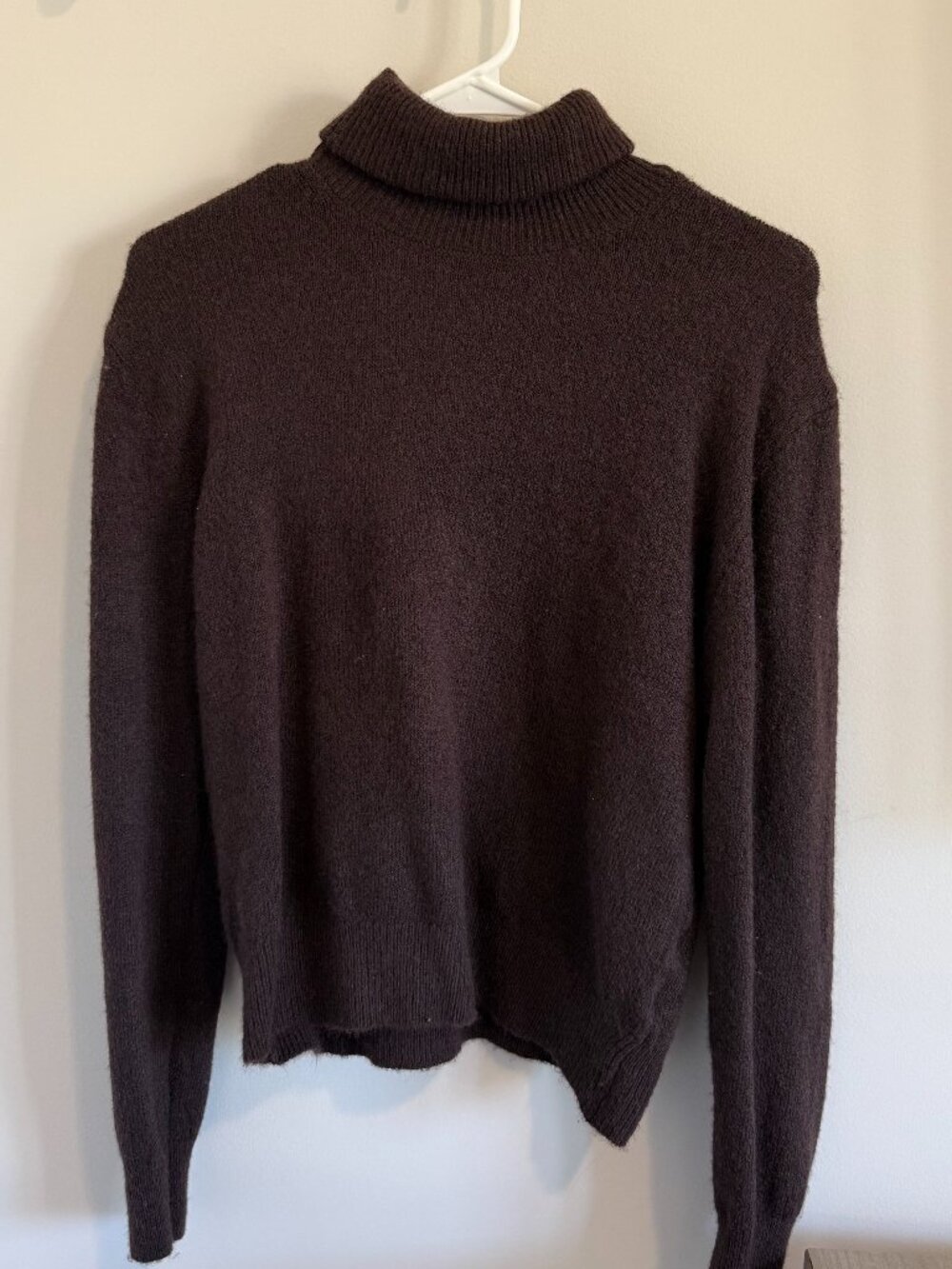 H&M Loose Fit Turtleneck Sweater Dark Brown Soft Knit Wool Blend XS